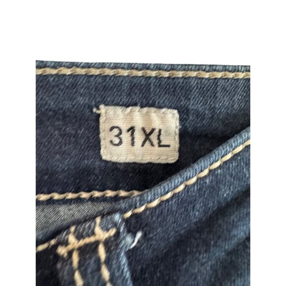 BKE Denim Payton Bootcut Jeans Womens Size 31XL Dark Wash Distressed Stretch Cot - Picture 6 of 7